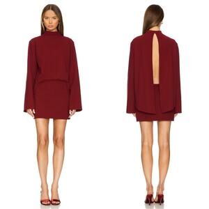 SER.O.YA Mave Long Sleeve Mock Neck Open Back Ruby Red Mini Dress Size Large
